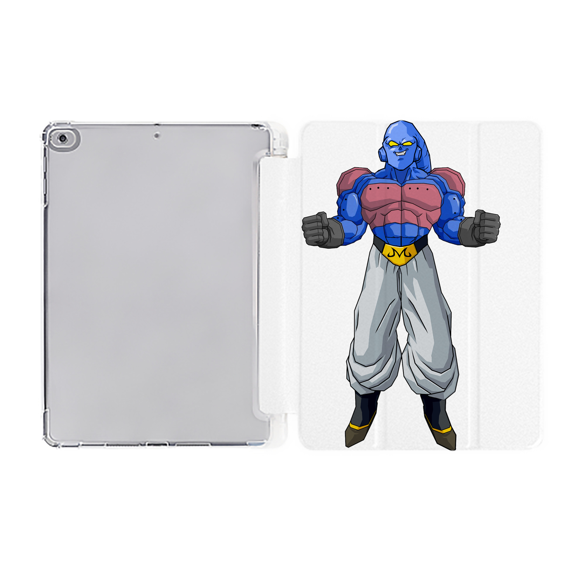 （画像用） ドラゴンボール 魔人ブウ DRAGON BALL Majin Buu IPad ケース ペン収納付き 三つ折りスタンド PUレザー×シリコン 対応機種9.5/10.5/10.9インチ